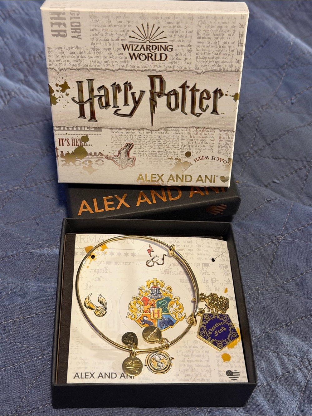 Alex and Ani Gold Harry Potter Chocolate Frog Charm Bangle Bracelet